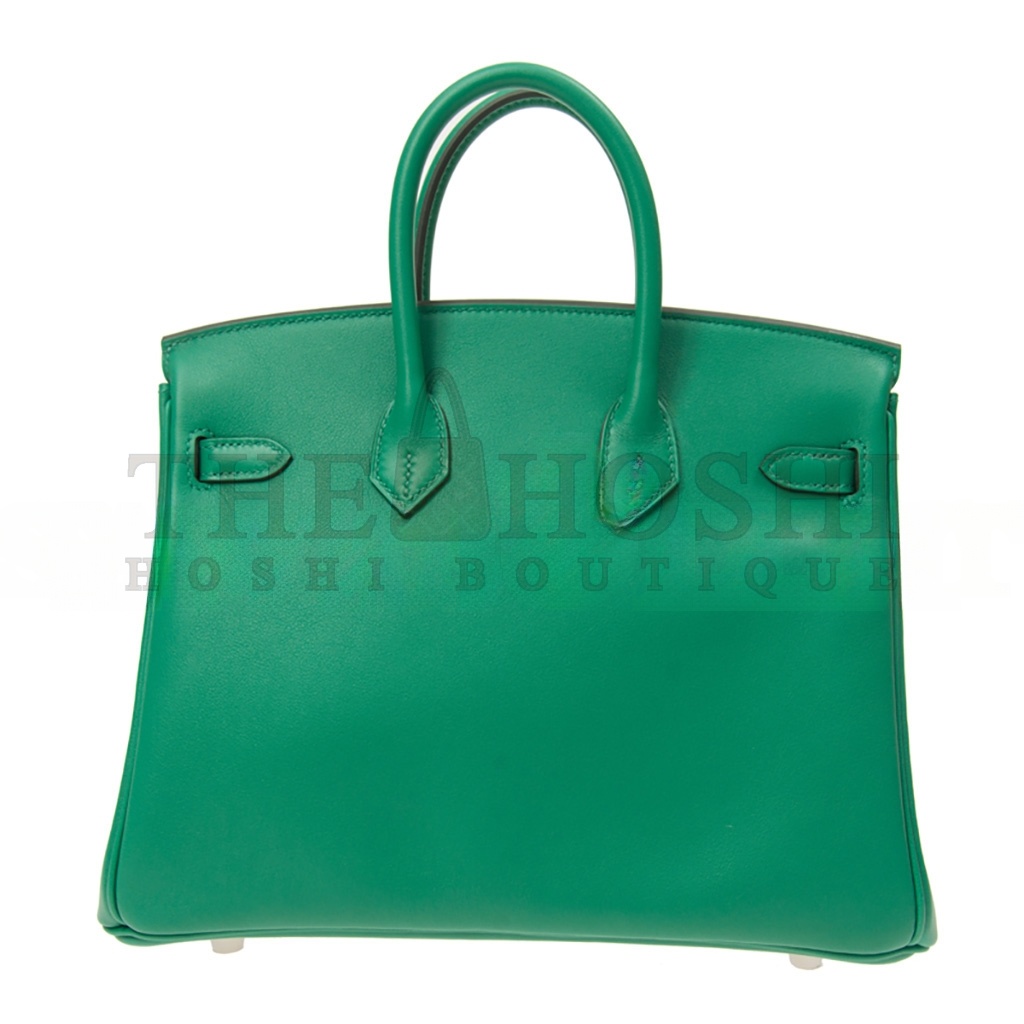 H**me5 BIRKIN 25 SWIFT LEATHER VELVET GREEN SILVER BUCKLE H049362CK17 (25*20*13cm) Master Quality